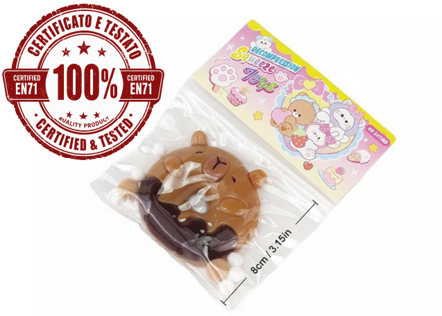 SQUISHY CAPIBARA DONUTS (TPR+PVA) 8cm (In Busta PVC 15x15cm)…x384